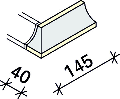 Угол левый радиального плинтуса Interbau 145x40x40x7,5, арт. 4104