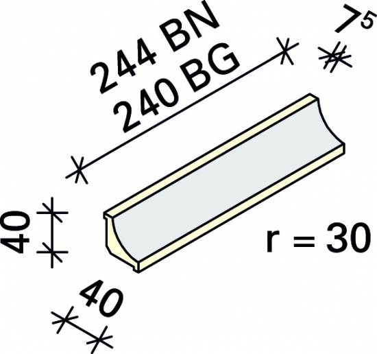 Радиальный плинтус Interbau 244x40x40/r=30, арт. 4101
