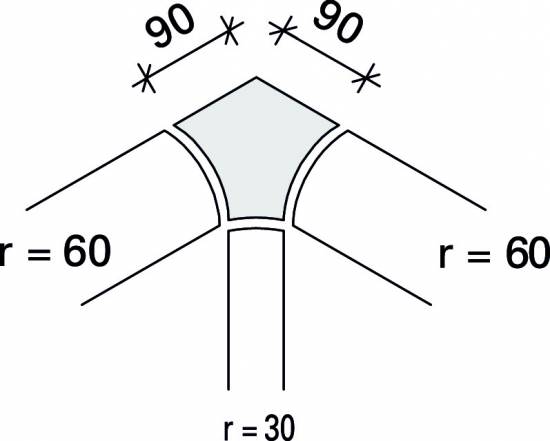 Внутренний угол радиальной планки Interbau r60xr60xr30 6462